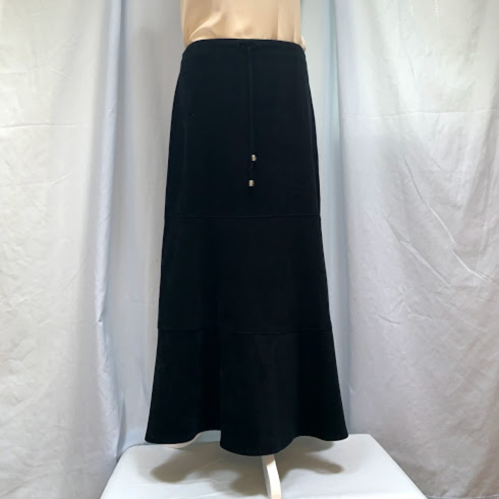 long black skirt with drawstrings